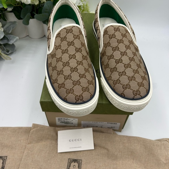 Men's Gucci GGSupreme slip on canvas sneakers size 13 made in Italy
